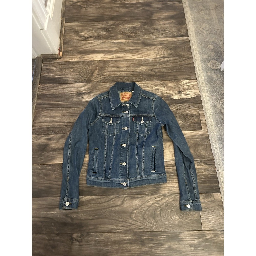 Levi's Womens XS Original Trucker Blue Jean‎ Jacket Coat Denim Dark
